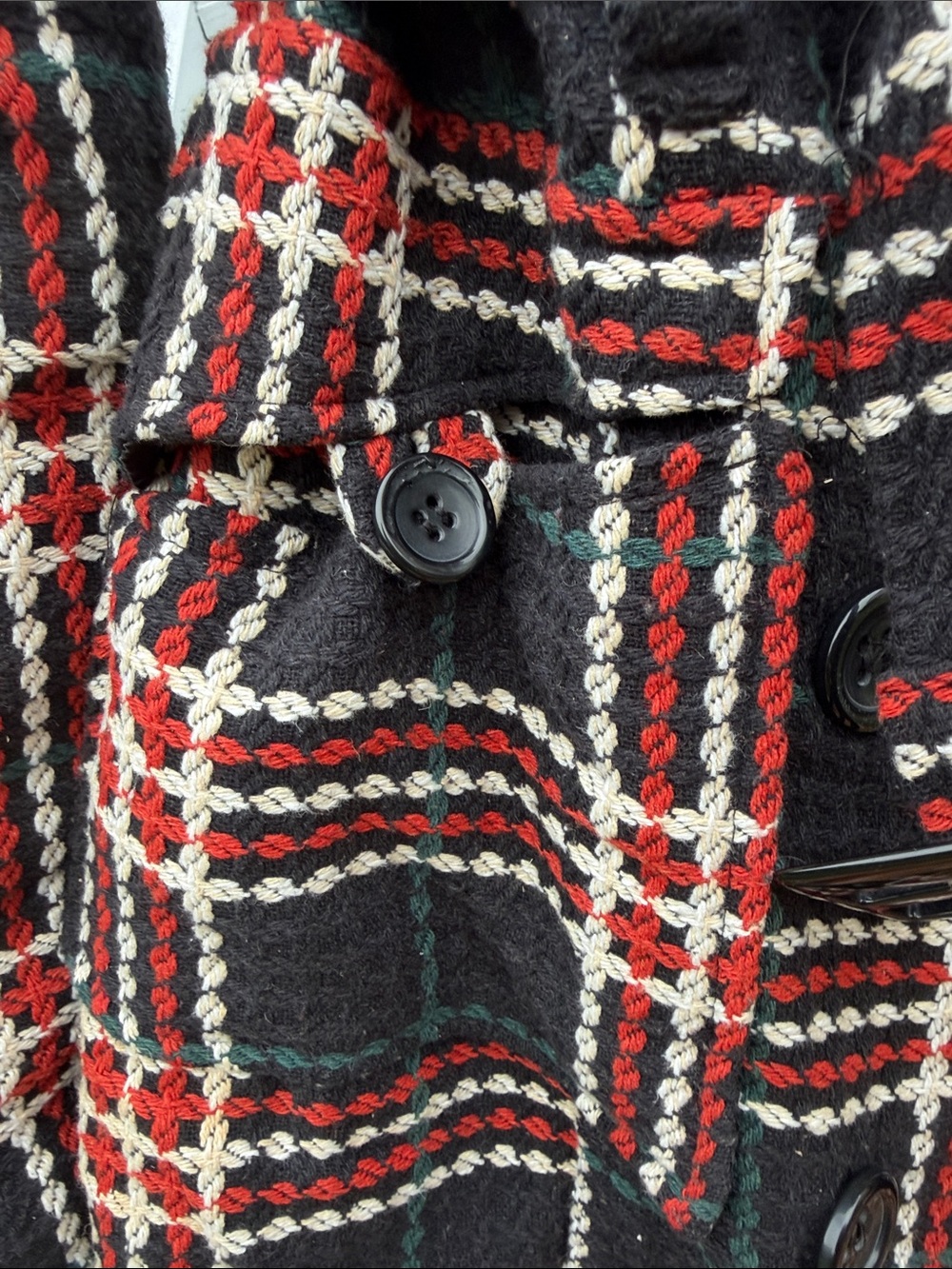 Plaid Belted Wool-Blend Trench Coat - blue, orange, green, Cream - Picture 4 of 7